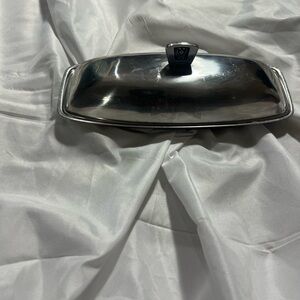 Cordova Stainless Steel Covered Butter Dish with Decorative Knob 8 1/4 X 3